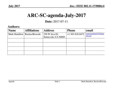 ARC-SC-agenda-July-2017 Date: Authors: July 2009