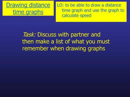 Drawing distance time graphs