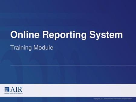 Online Reporting System