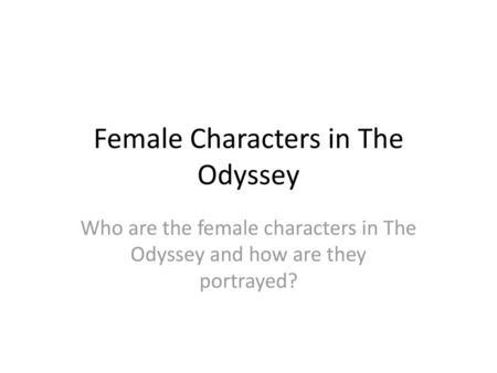 Female Characters in The Odyssey