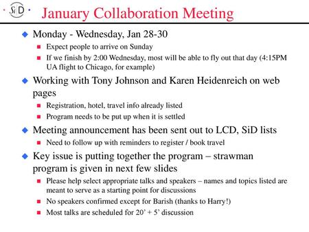 January Collaboration Meeting