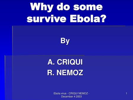 Why do some survive Ebola?