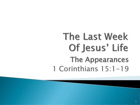 The Last Week Of Jesus’ Life