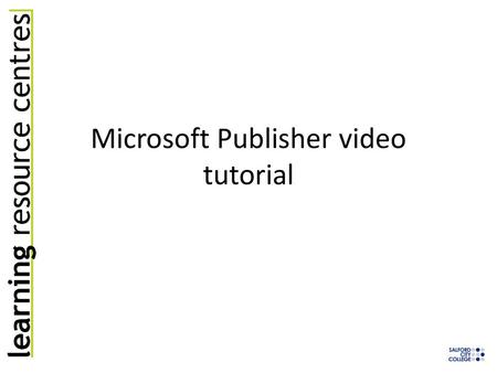 Microsoft Publisher video tutorial