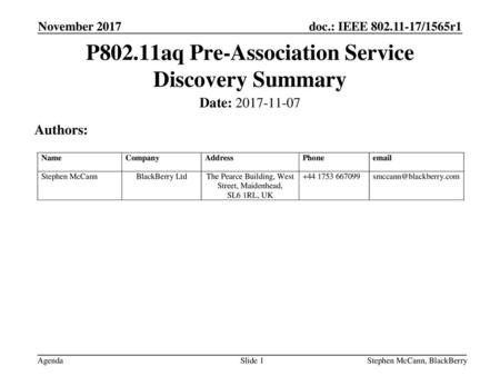 P802.11aq Pre-Association Service Discovery Summary