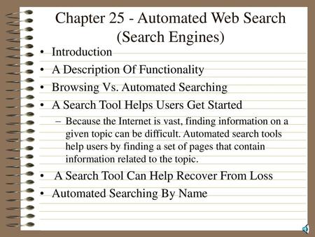 Chapter 25 - Automated Web Search (Search Engines)