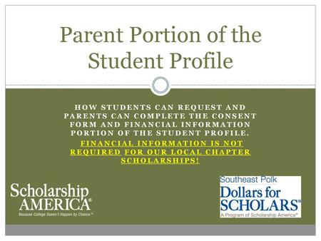 Parent Portion of the Student Profile