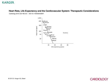 Heart Rate, Life Expectancy and the Cardiovascular System: Therapeutic Considerations Cardiology 2015;132:199-212 - DOI:10.1159/000435947 Fig. 1. Semilogarithmic.