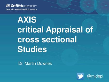 AXIS critical Appraisal of cross sectional Studies