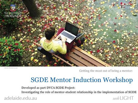 SGDE Mentor Induction Workshop