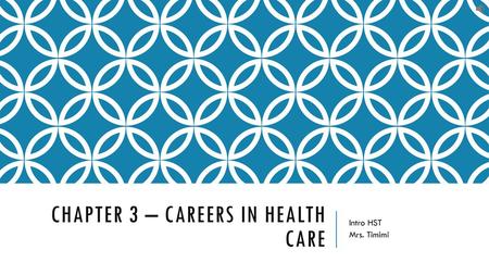 Chapter 3 – Careers In Health Care