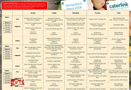 Spring GOLD Menu 2018 SILVER MENU