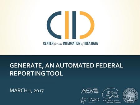 Generate, An Automated federal Reporting Tool