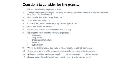 Questions to consider for the exam…