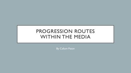 Progression Routes within the media