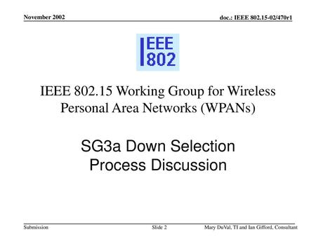 IEEE Working Group for Wireless Personal Area Networks (WPANs)