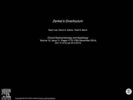 Zenker's Diverticulum Clinical Gastroenterology and Hepatology