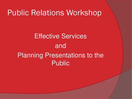 Public Relations Workshop