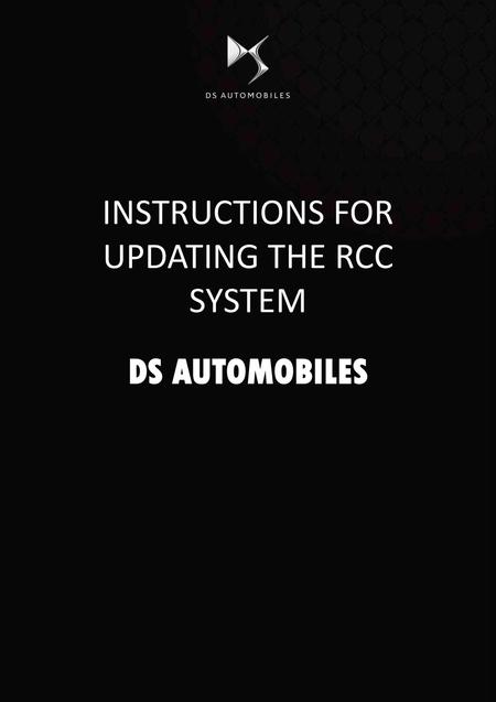 INSTRUCTIONS FOR UPDATING THE RCC SYSTEM