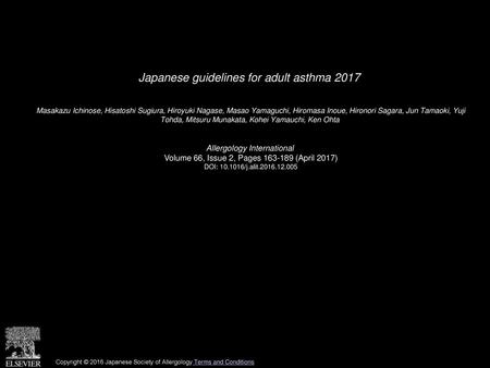 Japanese guidelines for adult asthma 2017