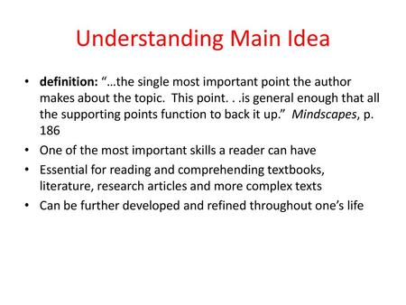 Understanding Main Idea