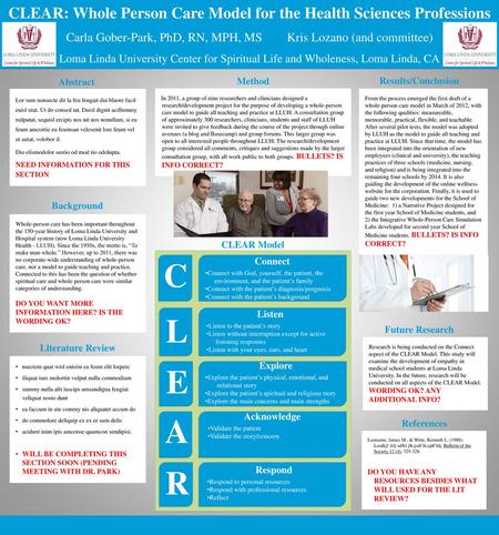 CLEAR: Whole Person Care Model for the Health Sciences Professions