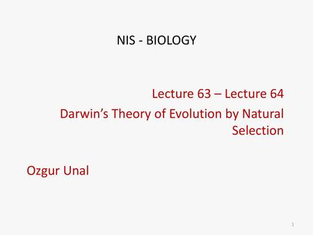 NIS - BIOLOGY Lecture 63 – Lecture 64