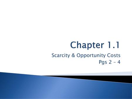 Scarcity & Opportunity Costs Pgs 2 – 4