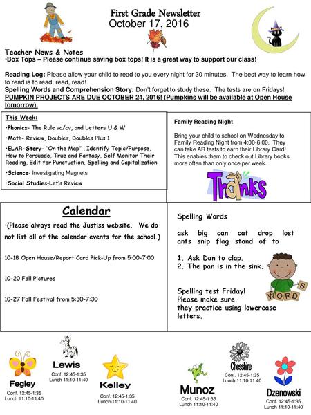 First Grade Newsletter