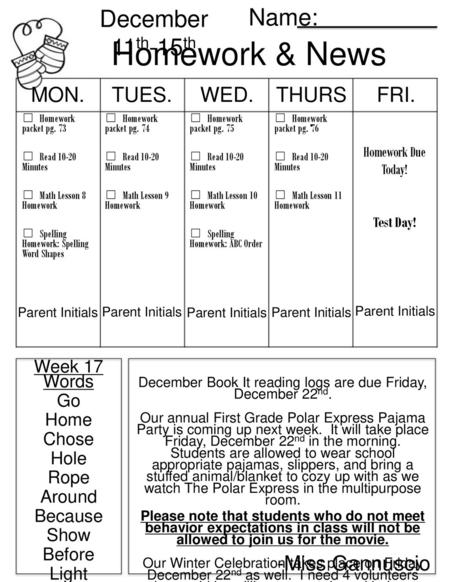 December Book It reading logs are due Friday, December 22nd.