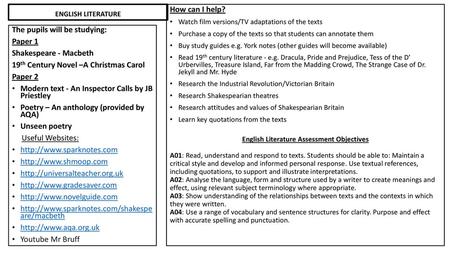 English Literature Assessment Objectives