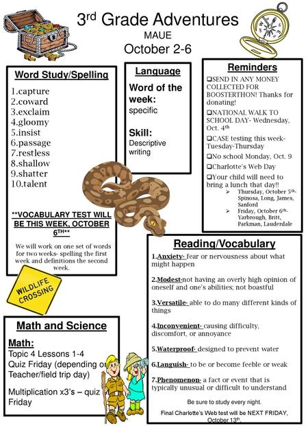 **VOCABULARY TEST WILL BE THIS WEEK, OCTOBER 6TH**