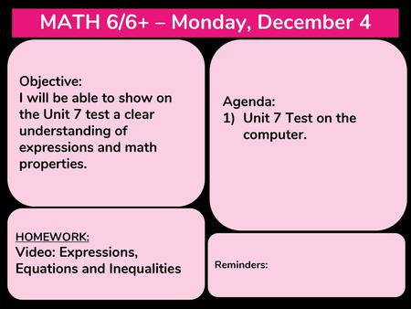 MATH 6/6+ – Monday, December 4