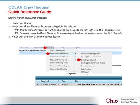 OCEAN Draw Request Quick Reference Guide