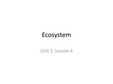 Ecosystem Unit 1: Lesson 4.