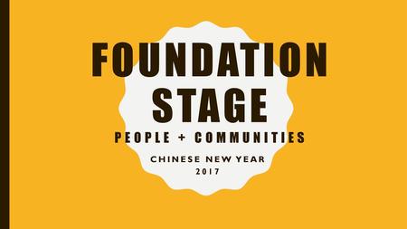 Foundation stage people + Communities