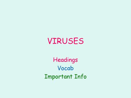 Headings Vocab Important Info