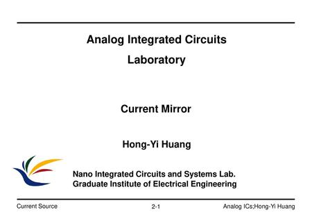 Analog Integrated Circuits Laboratory