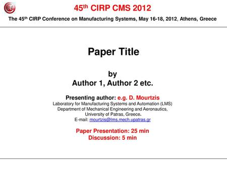 Paper Presentation: 25 min