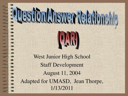 Question/Answer Relationship (QAR)