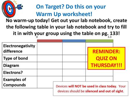 On Target? Do this on your Warm Up worksheet!