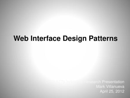 Web Interface Design Patterns