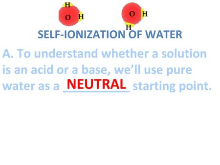 SELF-IONIZATION OF WATER