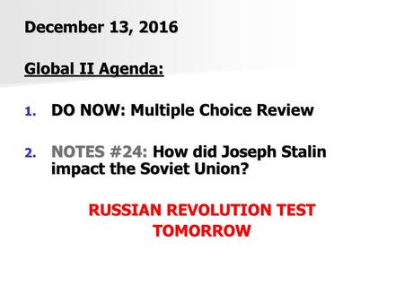 RUSSIAN REVOLUTION TEST