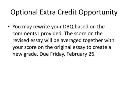 Optional Extra Credit Opportunity