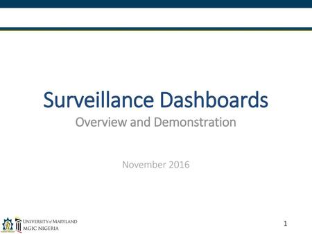 Surveillance Dashboards Overview and Demonstration