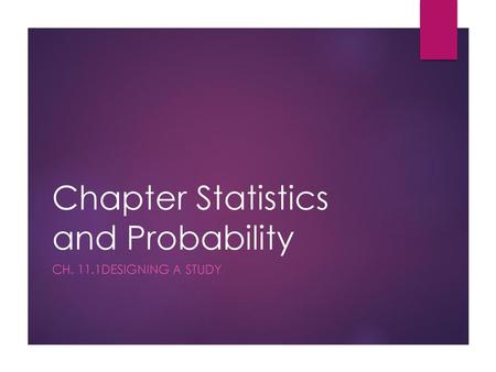 Chapter Statistics and Probability