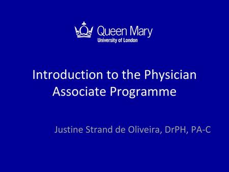 Introduction to the Physician Associate Programme