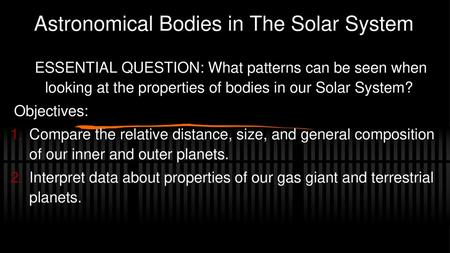 Astronomical Bodies in The Solar System