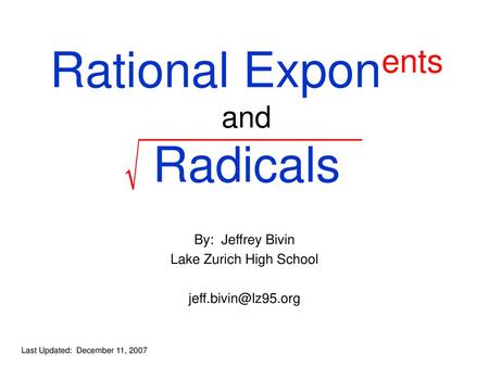 Rational Exponents and Radicals